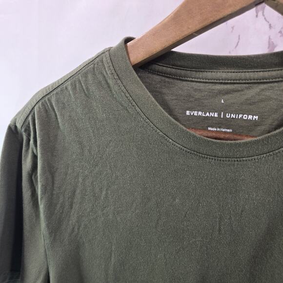 Everlane T Shirt Mens Army Green Short Sleeve Crew Organic Cotton Lightweight - Picture 3 of 9